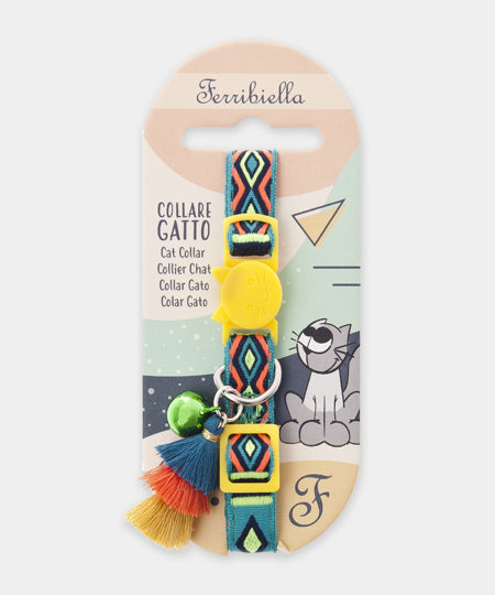 Ferribiella-collier-chat-chaton-anti-etranglement-boheme-vert
