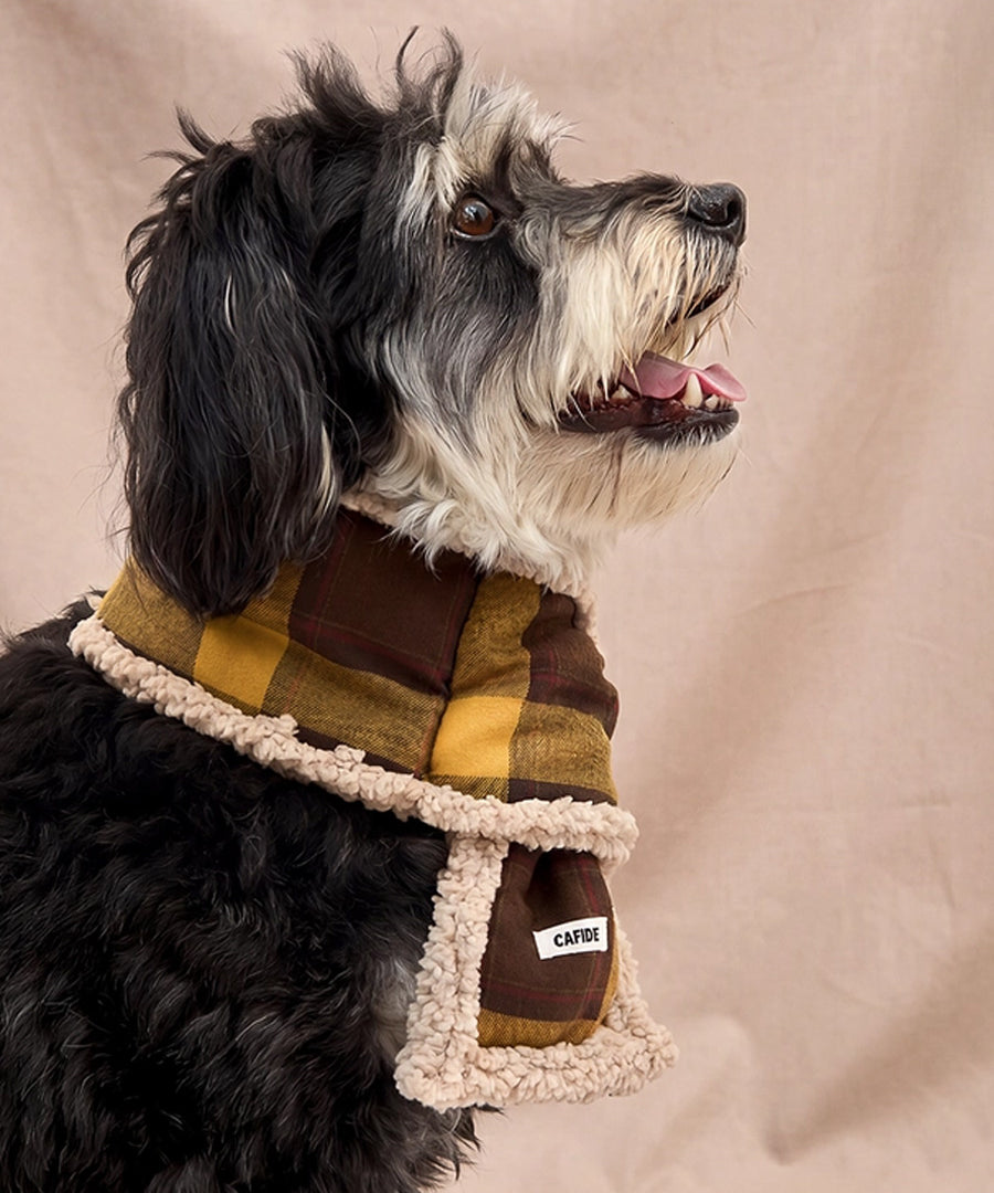 cafide-echarppe-pour-chien-premium-Mica-jaune-moutarde-Tartan