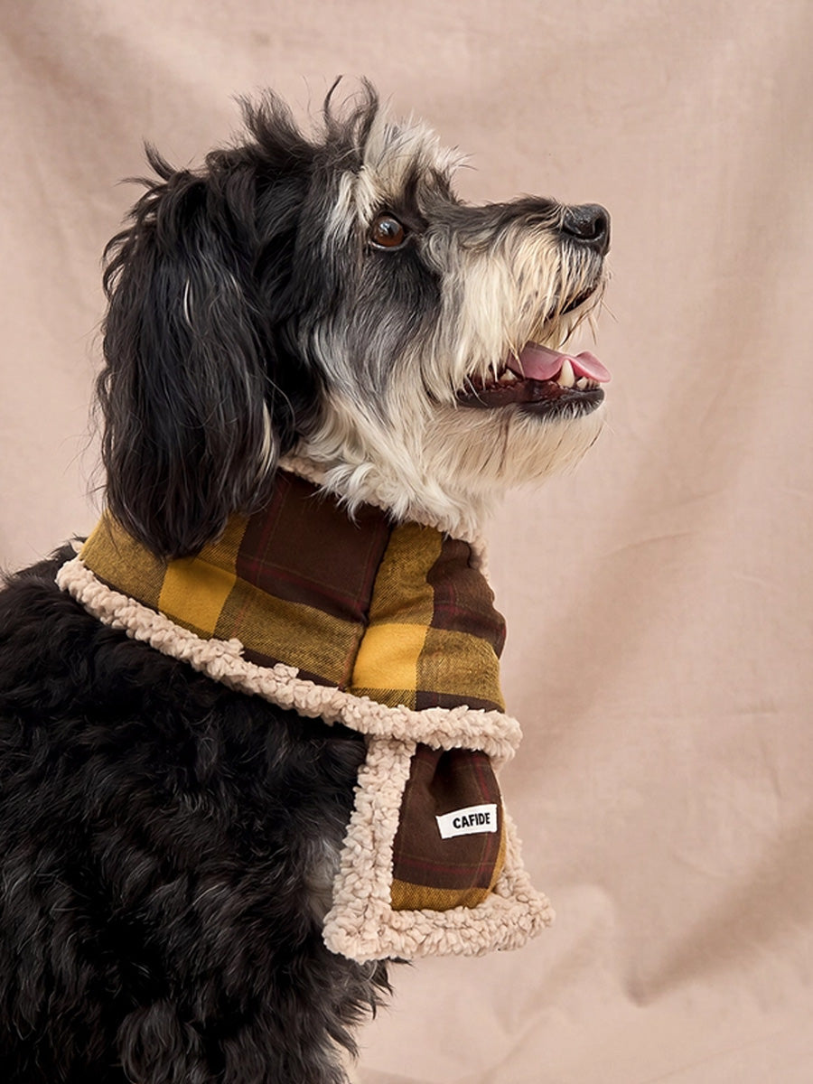 cafide-echarppe-pour-chien-premium-Mica-jaune-moutarde-Tartan