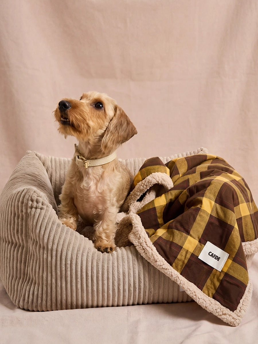 cafide-plaid-pour-chien-premium-douillet-toia-jaune-Moutard-Tartan