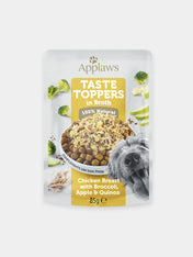       Applaws-alimentation-qualite-pour-chien-chiot-toppers-filet-poulet-brocolis-pomme-quinoa